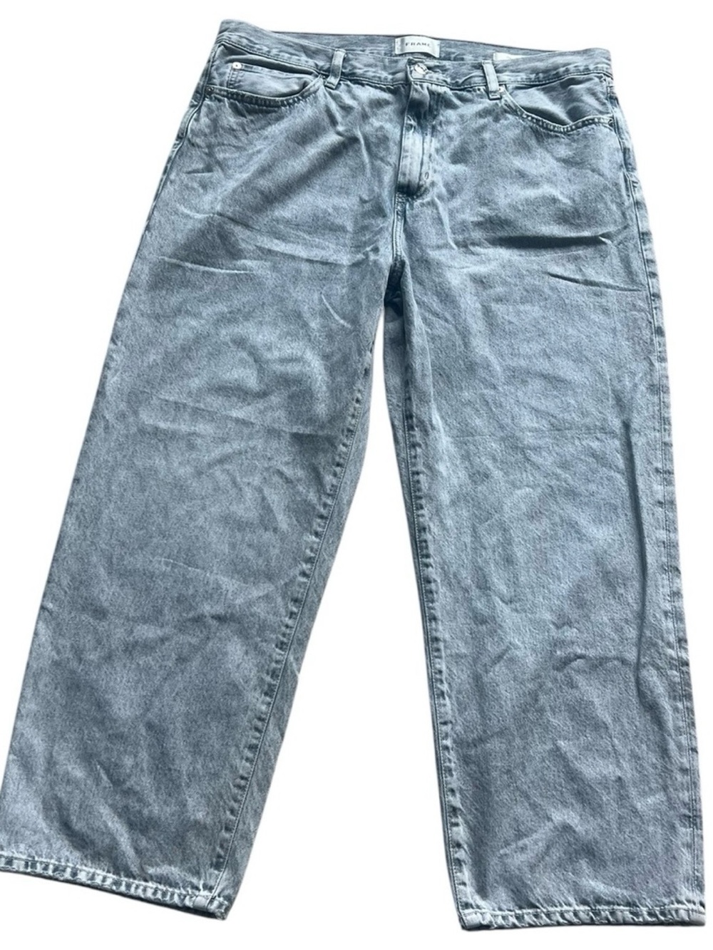 FRAME The Hang Cropped Straight Wide Leg 100% Cotton Denim Size 32 - Picture 4 of 13